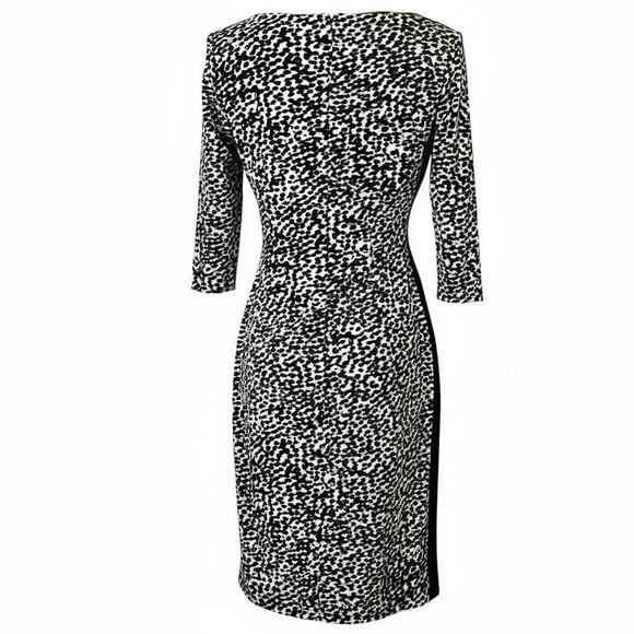 Lauren Ralph Lauren Black White Sheath Dress | Women S | Colorblock Midi - Picture 2 of 9